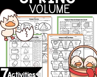 Spring Volume of 3D Shapes Worksheet: 6-8th Grade Math Practice (Printable)
