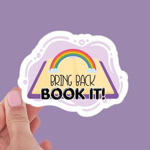 Pegatinas Book It, pegatinas de lectura, regalo para amantes de los libros, decoración literaria, calcomanía Booktok, papelería infantil de los años 90, Bring Back Book It