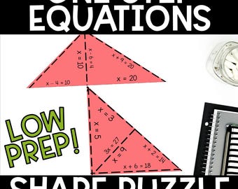 One-Step Equations Puzzle – Algebra Shape Activity for 6th–8th Grade Tarsia