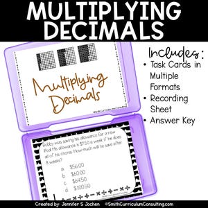 Multiplying Decimals Task Cards TEKS 5.3d 5.3e Math Station Test Prep 5th Grade Math Fifth Grade Math