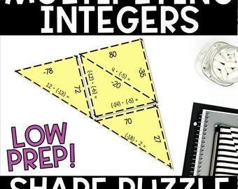 Multiplying Integers Shape Puzzle – Positive & Negative Integer Multiplication Tarsia