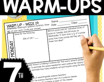 7th Grade Math Warm-Ups: Daily Practice, Problem Solving - Third Quarter