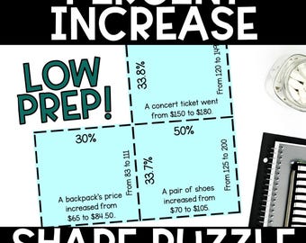 Percent Increase Puzzle Percent of Change Shape Activity 6th–8th Grade Tarsia