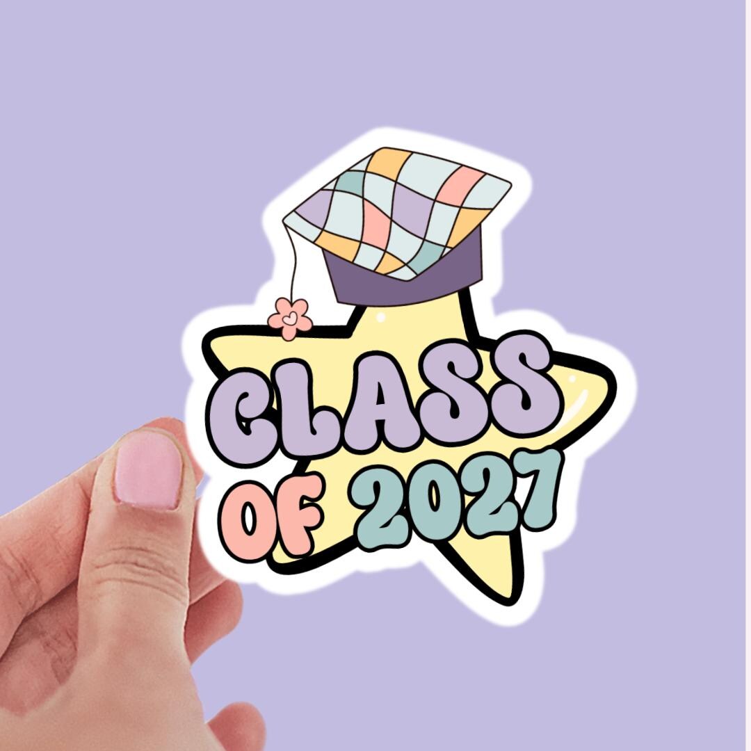 Class of 2027 Graduation Sticker: Pastel Retro Laptop Decal - Etsy