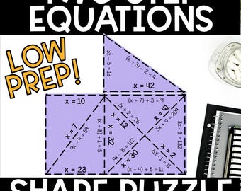 Two-Step Equations Puzzle – Algebra Shape Activity for 6th–8th Grade Tarsia