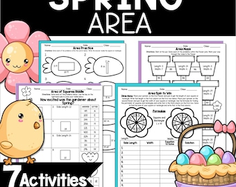 Spring Area of Rectangles & Squares: 4th-5th Grade Math (Printable)