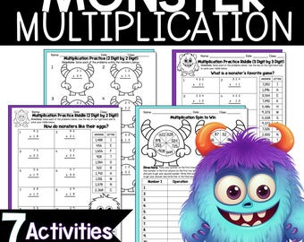 Monster Multiplication Worksheets: 2 & 3 Digit Practice (Printable)