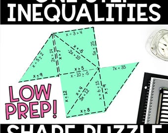 One-Step Inequalities Puzzle – Algebra Shape Activity for 6th–8th Grade Tarsia