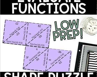 Evaluating Functions Puzzle – Algebra Shape Activity for 8th Grade Tarsia