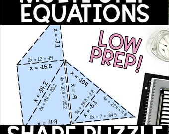 Multi-Step Equations Puzzle – Algebra Shape Activity for 6th–8th Grade Tarsia