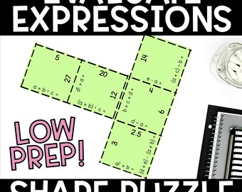 Evaluate Expressions Puzzle Order of Operations Shape Activity for 6th–8th Grade Tarsia