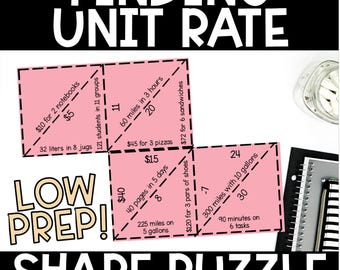 Finding Unit Rate Puzzle – Ratio & Proportion Shape Activity for 6th–8th Grade Tarsia