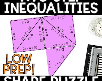 Two-Step Inequalities Puzzle – Algebra Shape Activity for 6th–8th Grade Tarsia