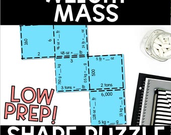 Converting Weight and Mass Puzzle – 4th & 5th Grade Measurement Activity Tarsia