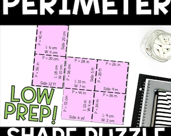 Perimeter of Squares and Rectangles Puzzle – Shape Activity for 4th & 5th Grade