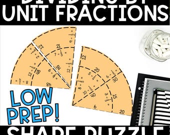 Dividing Whole Numbers by Unit Fractions Puzzle – Shape Activity for 4th & 5th Tarsia