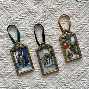 Victorian/Vintage style winter Ornament/wall art. Couples. Ice skating.