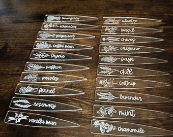 Laser Engraved Herb Acrylic Plant Markers - Unique Garden Stakes for Herbs - Garden Accessories - Perfect Mothers Day Gift!
