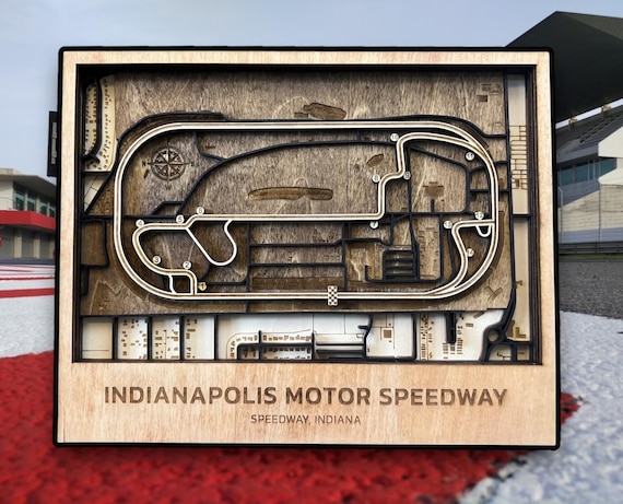 Indianapolis Motor Speedway 3D Wooden Wall Art | Handcrafted Race Track Map | Motorsports Fan Gift