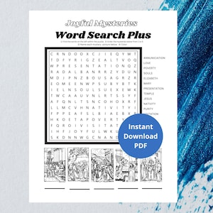 Joyful Mysteries Word Search |  Rosary Word Search Instant Download Printable | Christian Printable Game 4 Activities in One