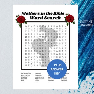 Mothers in the Bible Word Search | Bible Word Search Printable | Mother&#39;s Day Puzzle