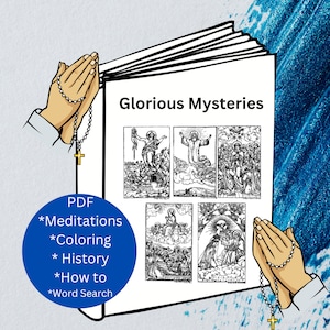 Glorious Mysteries Bundle Word Search  Rosary Word Search Instant Download Printable | Printable Games | Vintage Coloring Pages