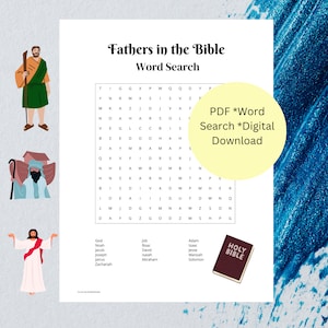 Dads in the Bible Word Search | Bible Word Search Printable | Father&#39;s Day Puzzle with Key