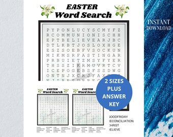 Easter Word Search, Bible Word Search Printable, Christian Word Game