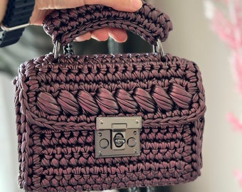 Handmade Metallic Crochet Bag, Luxury Evening Shoulder Bag