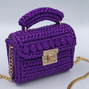Gabriela Hearst Diana Purple Scaled Leather Gold Frame Accordion Bag
