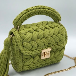 Green Woman Bag, Hand Woven Green Bag, Crochet Woman Bag, Colourfully Bag, Designer Bag, Luxury Green  Bag, Shoulder Bag, Women&#39;s Bag