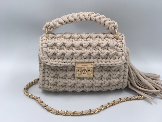 Handmade Bag/hand Woven Bag/crochet Bag/knitted Bag/white 