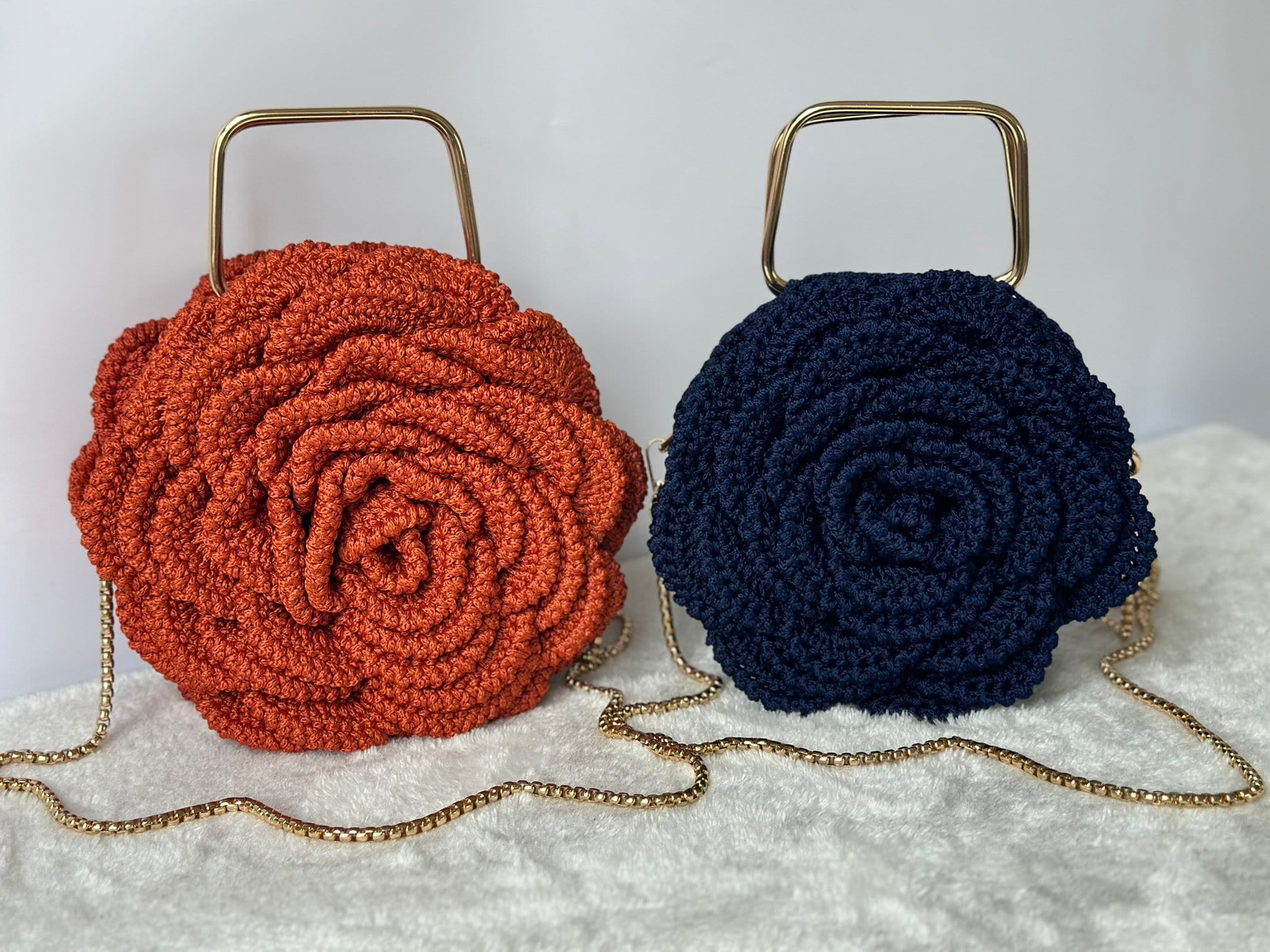 Crochet Rose Bag: Ruffled Evening Bag With Metal Handle - Etsy