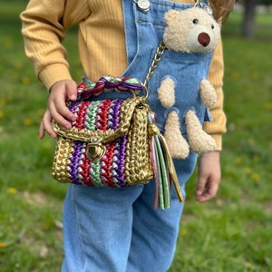 Colorful Mini Metallic Bag, Special Bag, Handmade Metallic Bag, Daugther Bag, Designer Bag, Shoulder Bag