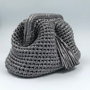 Pochette au crochet, pochette métallique, mini sac nuage, sac à main brillant tissé à la main, pochette de soirée pour femme, cadeaux d&#39;amies