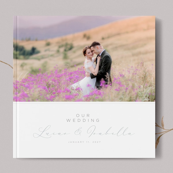 Photobook Cover Template For Square Wedding Album, Instant Download, PSD