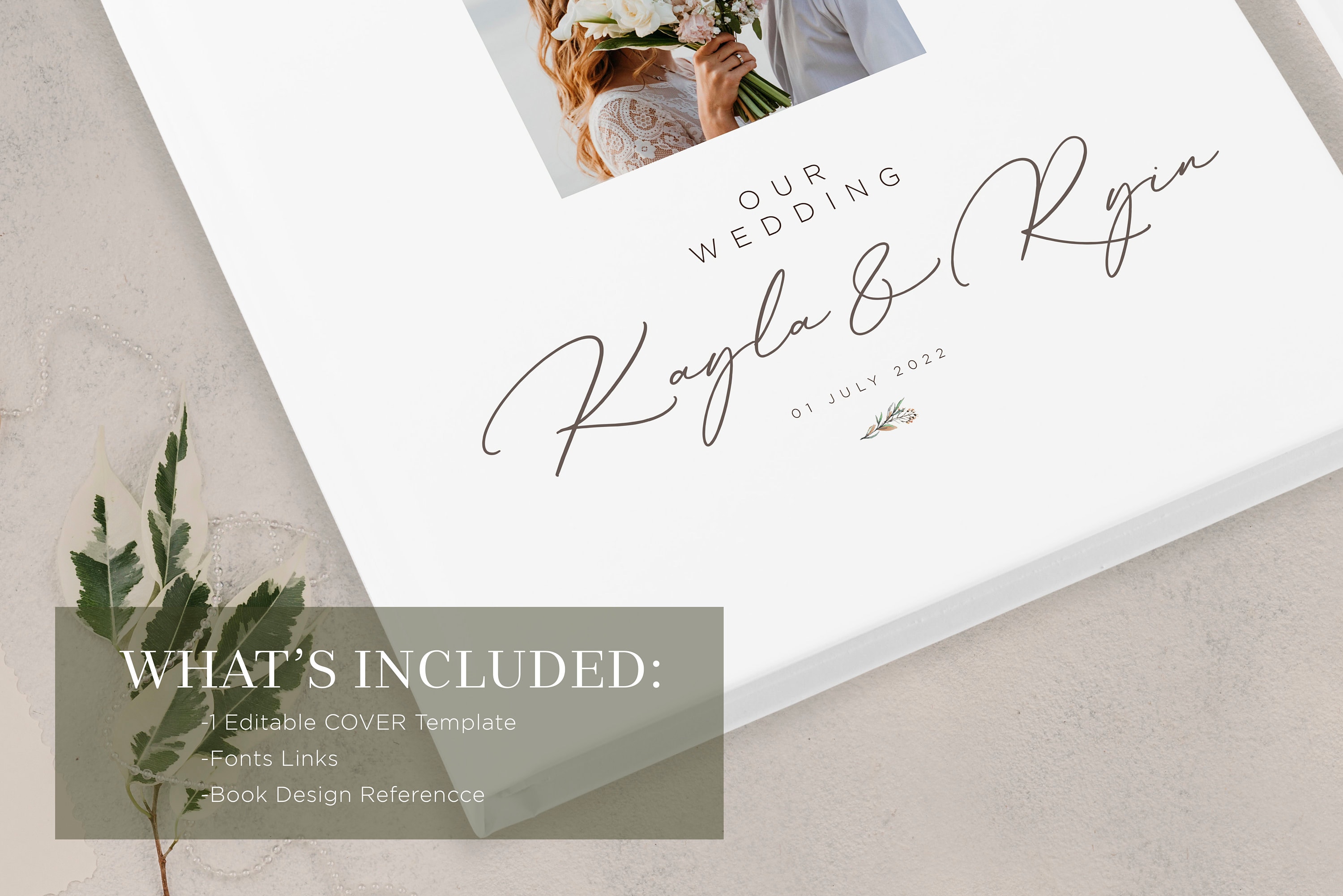 Photobook Cover Template for Square Wedding Album, Instant Download ...