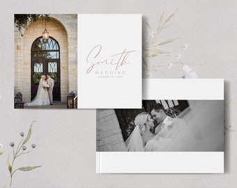 Minimalist 8x11 LANDSCAPE Wedding Album Template, 60-Page + Cover PSD Photobook Template, Instant Download!