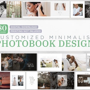 Customized Minimalist Wedding or Birthday Photobook Design, 80-page Photobook, Any Size