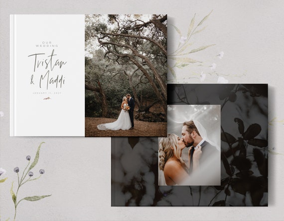 Minimalist 11x14 LANDSCAPE Wedding Album Template, 50-page Cover