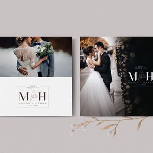 Modèle de couverture de livre photo pour album de mariage carré, téléchargement immédiat, PSD