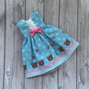Blue bear dress for pullip and Blythe doll