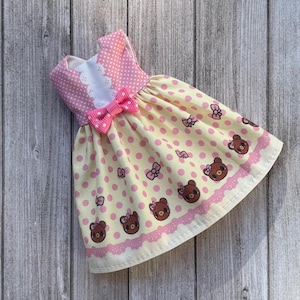 Pink and ivory bear dress for pullip and dress
