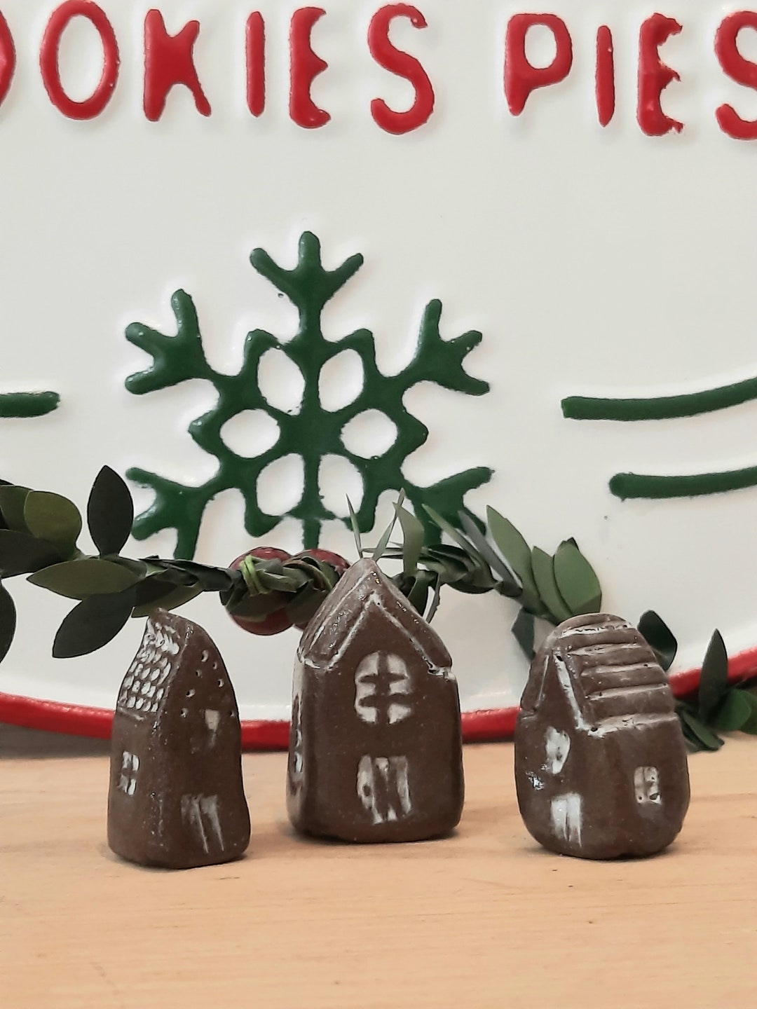 Set of 3 Tiny Ceramic Gingerbread Houses Etsy