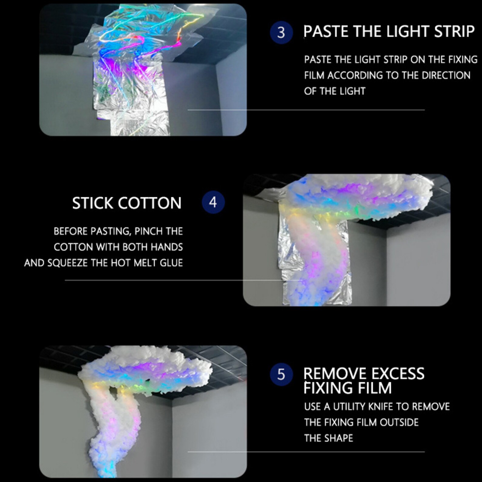 Cloud Ceiling Lighting DIY Kit Lightning Thunder Rain Etsy