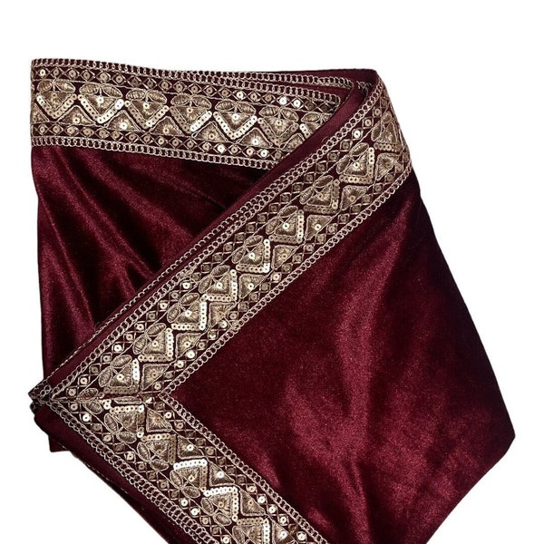 Grooms Wedding Shawl Red/Maroon/Gold/White Plain & Work With elegant Border on Four side.