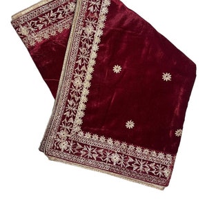 Grooms Wedding Shawl Red/Maroon/Gold/White Plain & Work With elegant Border on Four side.