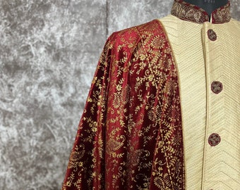 Groom Wedding Velvet Shawl/Dupatta/Stole in Maroon
