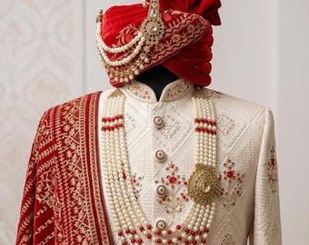 Maroon Velvet Groom Stole, Embroidered Wedding Scarf with Tassels