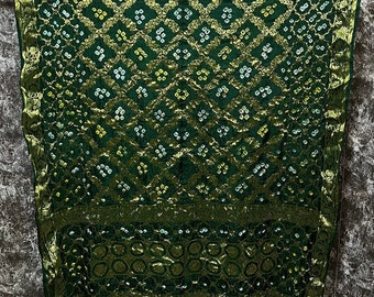 Semi-Pure Silk Ghatchola (Bandhani) silk dupatta in full length.